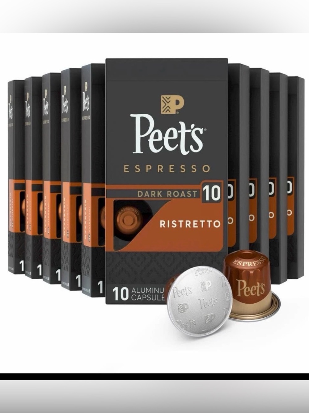 Peet's Ristretto Dark Roast Capsules 100 Count Espresso Compatible Nespresso